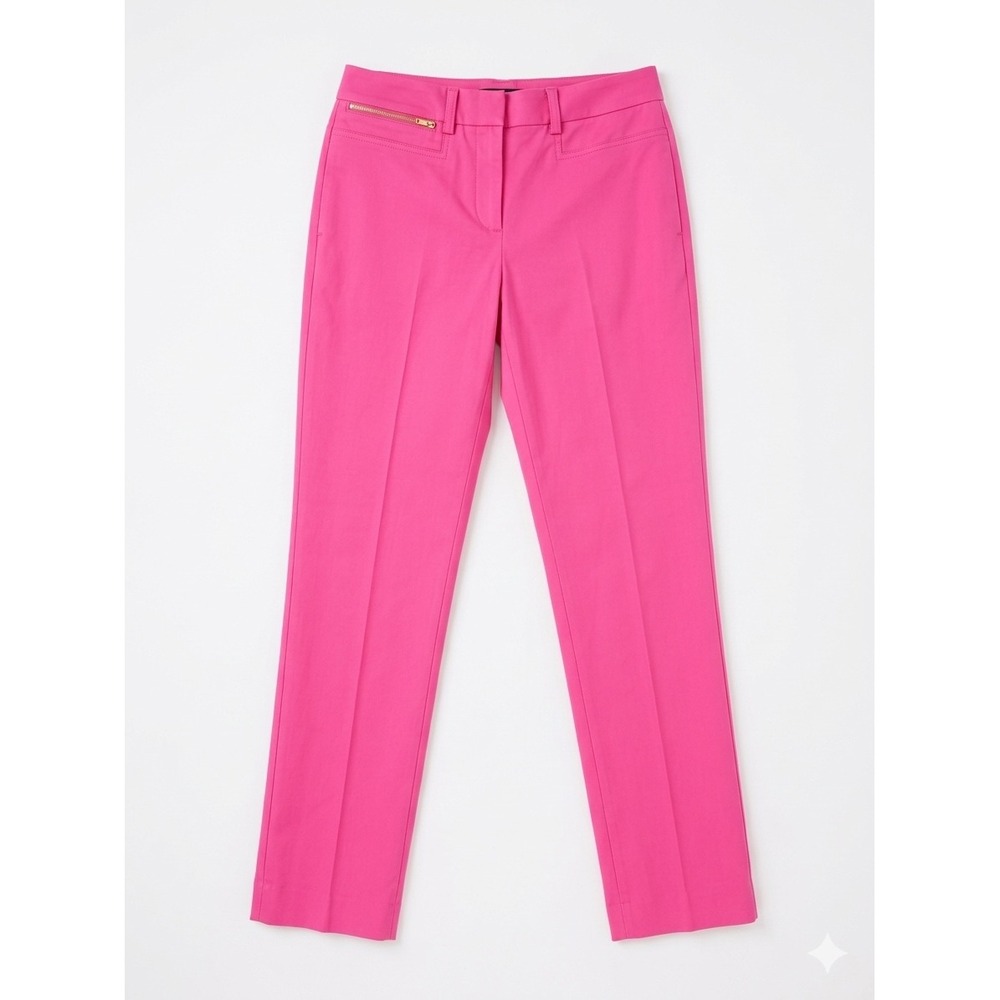 Lauren Ralph Lauren Petite Hot Pink Chino Pants Gold Zip 6P Cotton Stretch